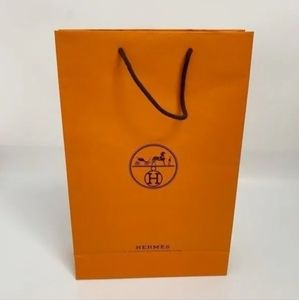 Authentic Hermes Orange Long Gift Paper Shopping Bag 17"×11"×4"
